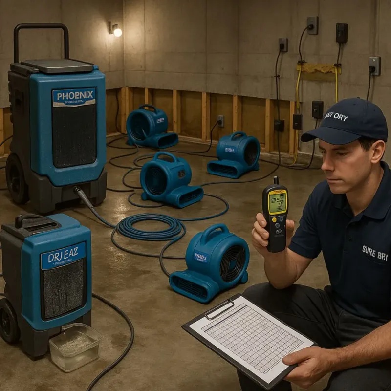 Structural Drying and Dehumidification process in Thompson, CT